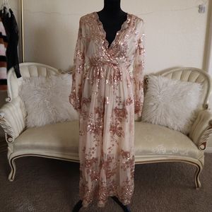 Long Gold and Beige Dress